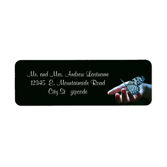 butterfly blue black address labels (Front)
