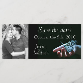 Butterfly blue black "save the date" cards