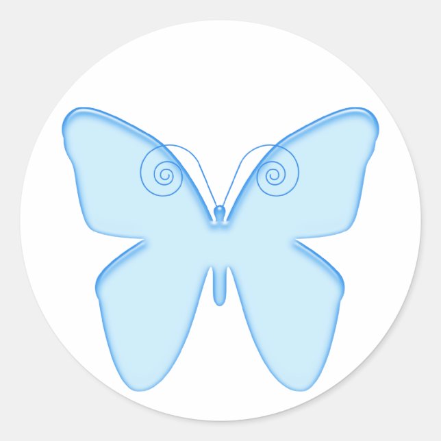 Butterfly blue classic round sticker (Front)