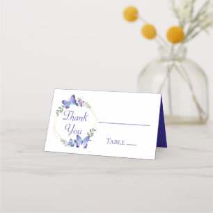 Butterfly Blue Floral Butterflies Wedding Party Place Card