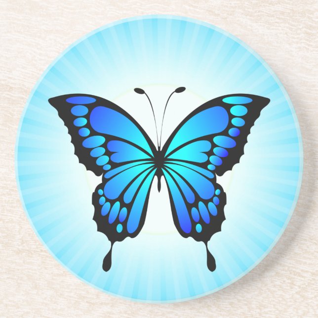 Butterfly Blue Insect Illustration-20284 Coaster (Front)