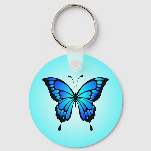 Butterfly Blue Insect Illustration-20284 Keychain (Front)