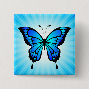 Butterfly Blue Insect Illustration-20284 T-Shirt 2 Inch Square Button