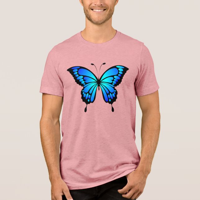 Butterfly Blue Insect Illustration-20284 Tri-Blend Shirt (Front)
