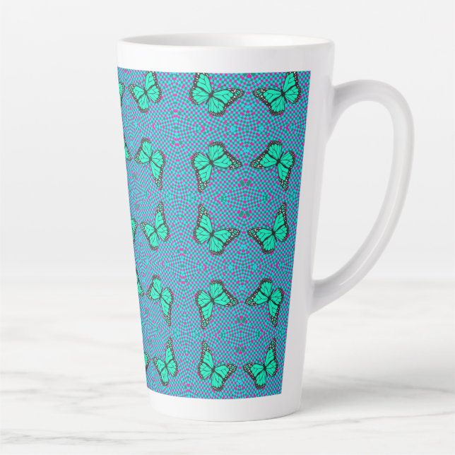 BUTTERFLY BLUE   LATTE MUG (Right)