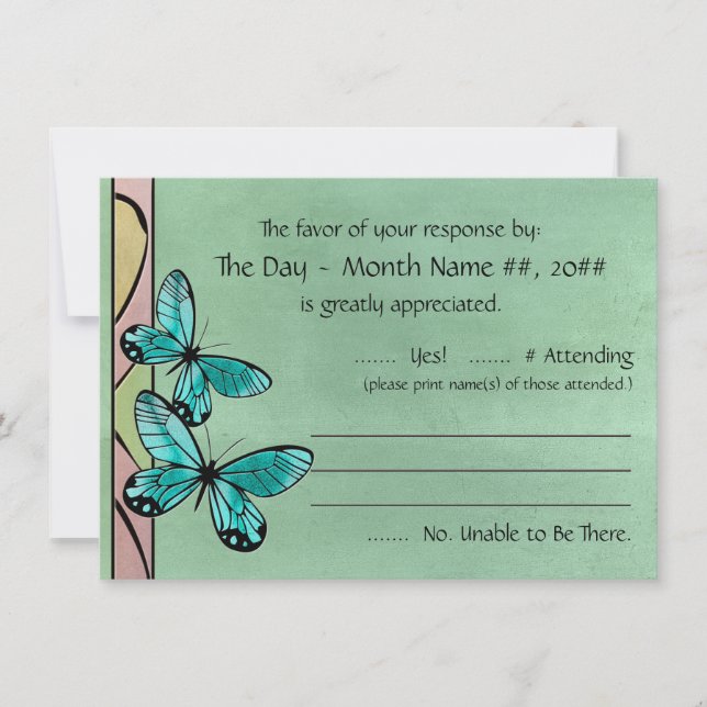 Butterfly Blue on Emerald Green Invitation (Front)