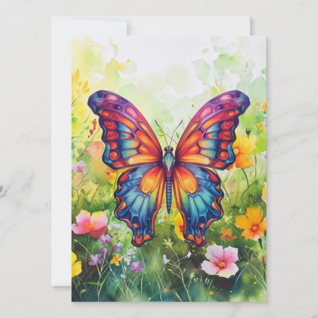 Butterfly Blue Orange Wings Card (Front)