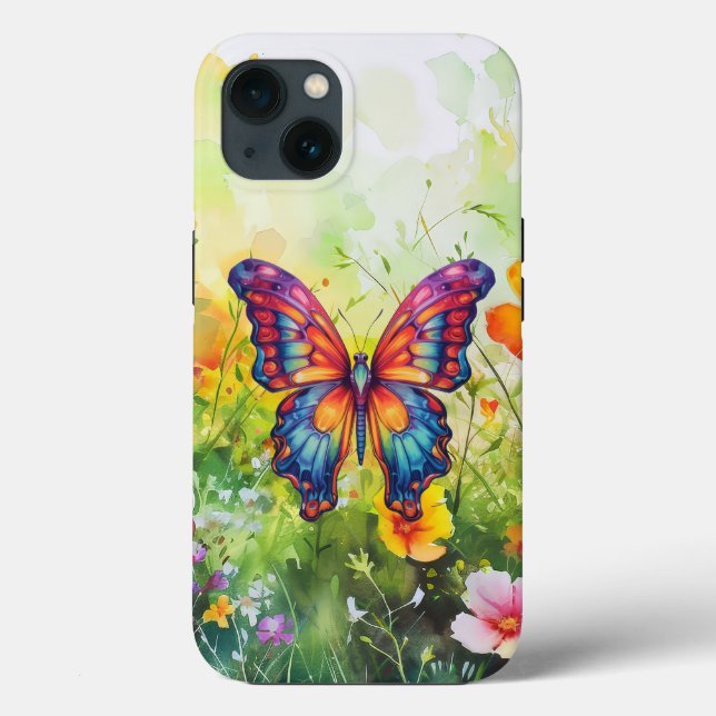 Butterfly Blue Orange Wings Case-Mate iPhone Case (Back)