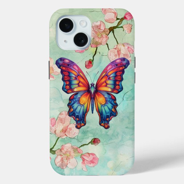 Butterfly Blue Orange Wings Case-Mate iPhone Case (Back)