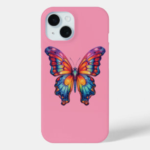 Butterfly Blue Orange Wings iPhone 15 Case