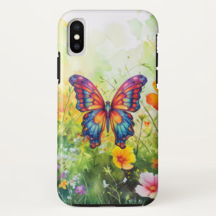 Butterfly Blue Orange Wings iPhone XS Case