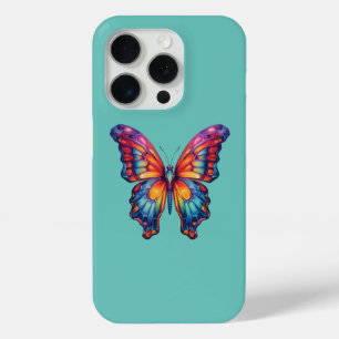 Butterfly Blue Orange Wings iPhone 15 Pro Case