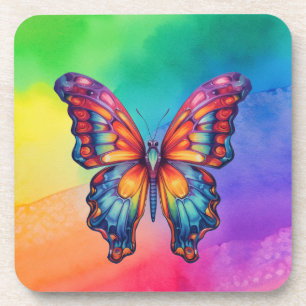 Butterfly Blue Orange Wings Coaster