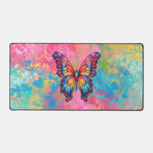 Butterfly Blue Orange Wings Desk Mat