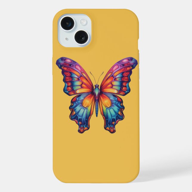 Butterfly Blue Orange Wings iPhone Case (Back)