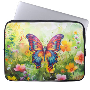 Butterfly Blue Orange Wings Laptop Sleeve