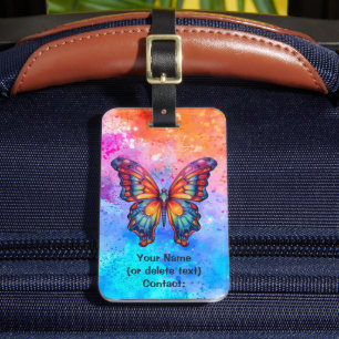Butterfly Blue Orange Wings Luggage Tag
