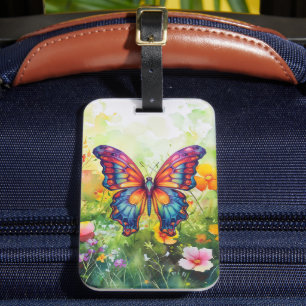 Butterfly Blue Orange Wings Luggage Tag