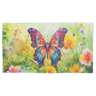 Butterfly Blue Orange Wings Pillowcase