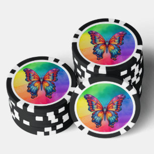 Butterfly Blue Orange Wings Poker Chips