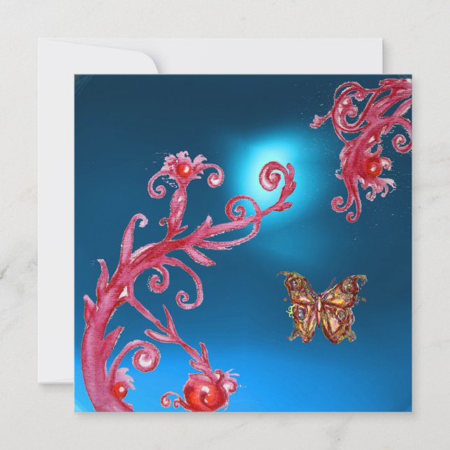 BUTTERFLY  BLUE SAPPHIRE bright pink,red Invitation (Front)