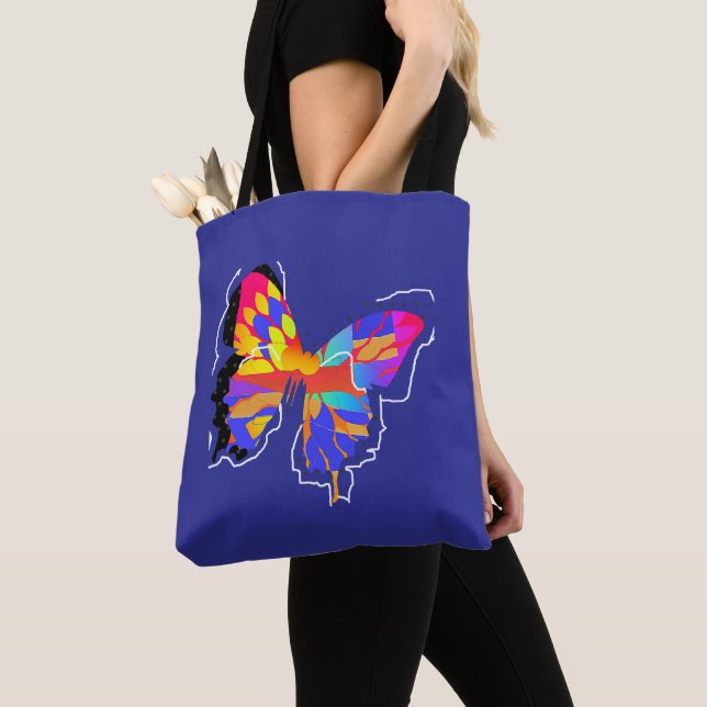 Butterfly Blue Tote Bag (Close Up)