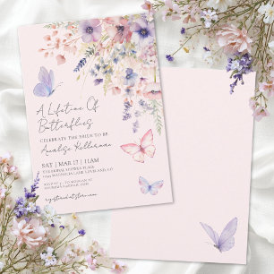Butterfly Blush Pink Floral Bridal Shower Invitation