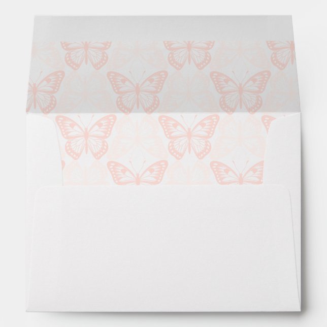 Butterfly Blush Pink Watercolor Party Envelope (Back (Bottom))