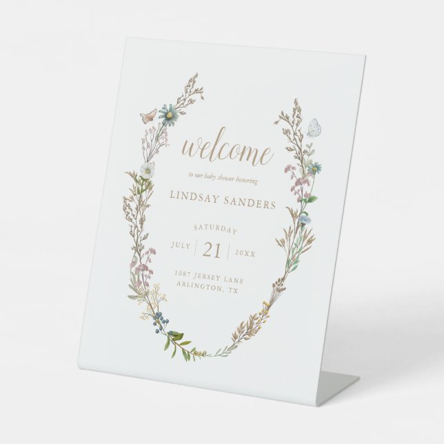 Butterfly Boho Foliage Wreath Welcome Sign (Front)