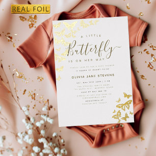 Butterfly Boho Frame Gold Elegant Girl Baby Shower