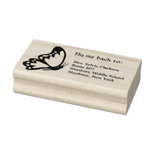 Butterfly Book Return Rubber Stamp