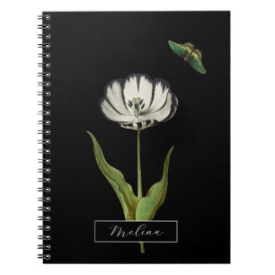 Butterfly Botanical Flower Black and White   Notebook