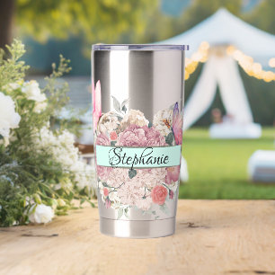 Butterfly Botanicals Personalized Elegant Flowers Insulated Tumbler