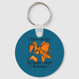 Butterfly bow wear orange for kidney cancer keychain