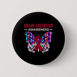 Butterfly Brain Aneurysm Awareness Month Support G 2 Inch Round Button