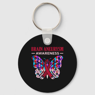 Butterfly Brain Aneurysm Awareness Month Support G Keychain