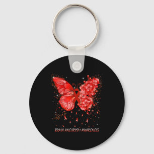 Butterfly Brain Aneurysm Awareness Ribbon Keychain