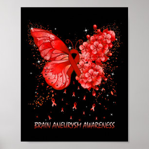 Butterfly Brain Aneurysm Awareness Ribbon Poster