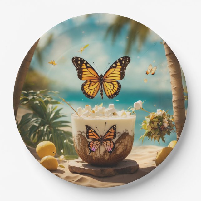 "Butterfly Breezes: Embrace Summer's Lightness" Paper Plate (Front)