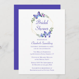 Butterfly Bridal Shower Butterflies Blue Spring Invitation