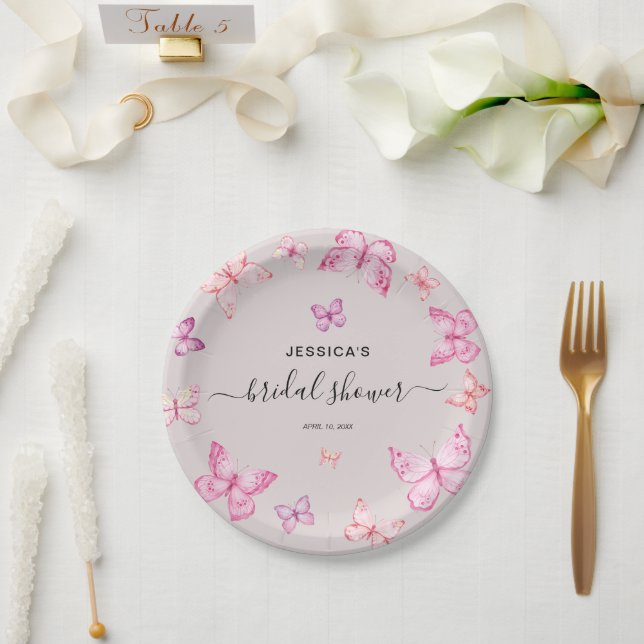 Butterfly Bridal Shower Decor Paper Plate (Wedding)