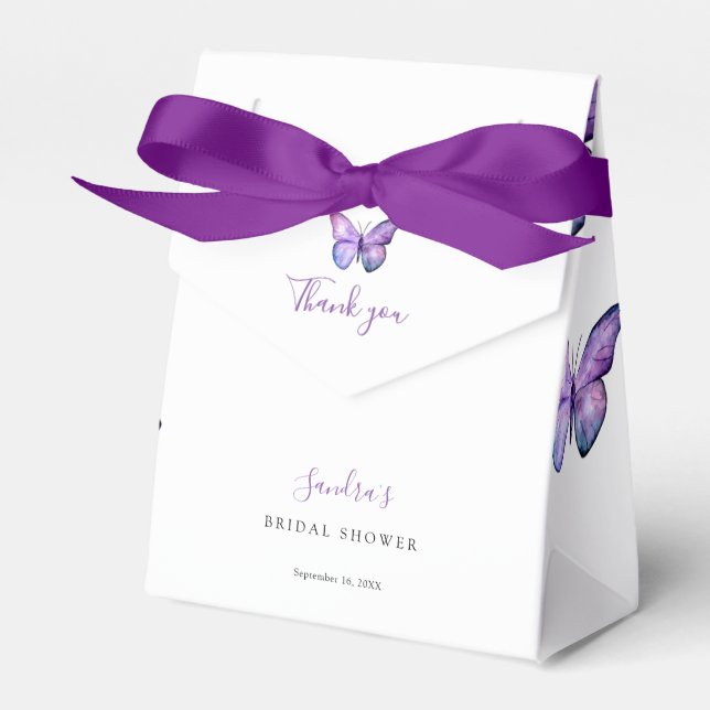 Butterfly Bridal Shower Elegant Thank you Script   Favor Box (Front Side)