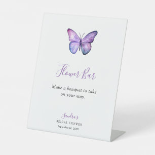 Butterfly Bridal Shower Flower Bar Bouquet Pedestal Sign