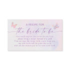 Butterfly Bridal Shower Recipe Request Enclosure