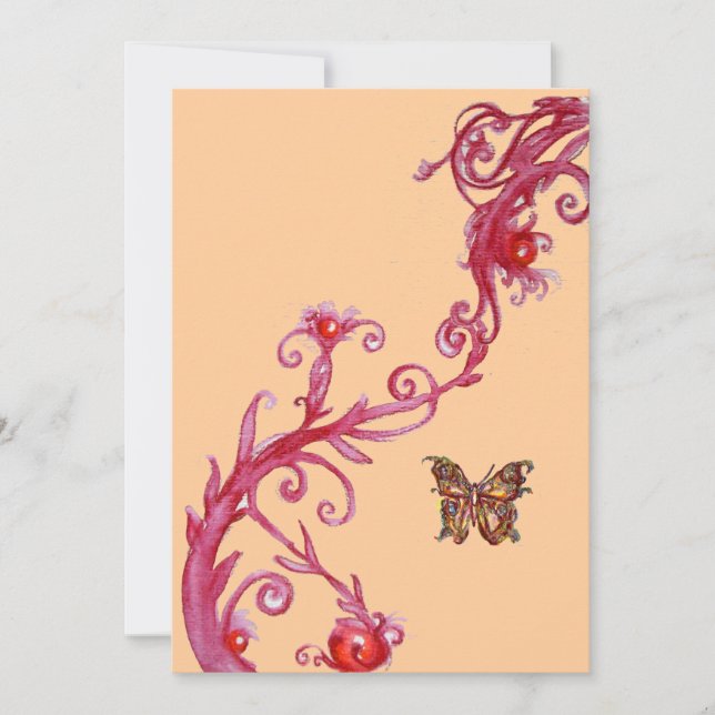 BUTTERFLY , bright red light orange Invitation (Front)