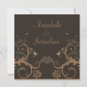 Butterfly Brown Flora Wedding Invitation