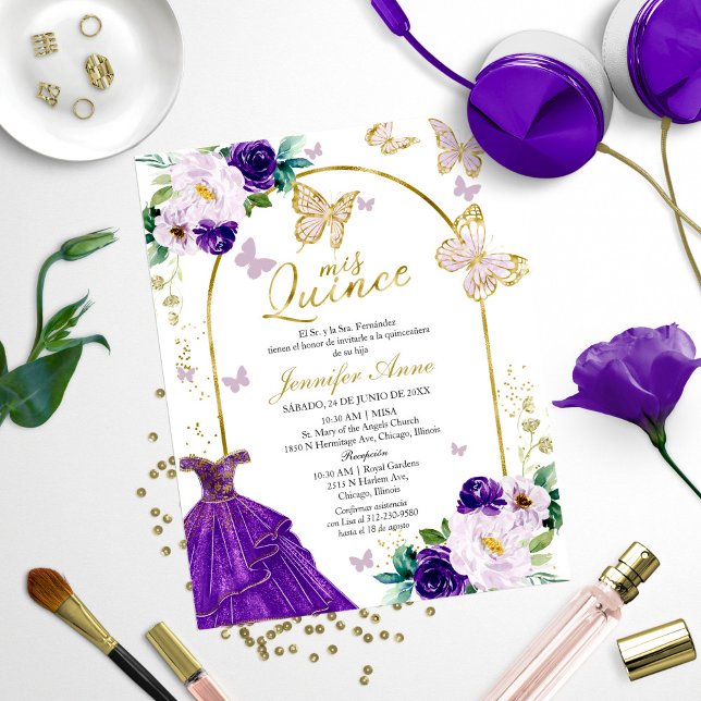 Butterfly Budget Spanish Quinceanera Invitations (Creator Uploaded)