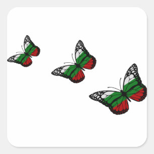 Butterfly Bulgarian Flag Square Sticker