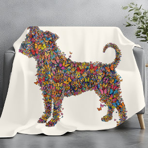 Butterfly Bully Silhouette Art   Pitbull Dog Mama  Fleece Blanket