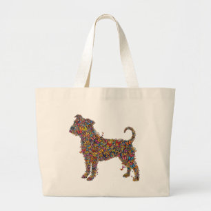 Butterfly Bully Silhouette Art   Pitbull Dog Mama  Large Tote Bag